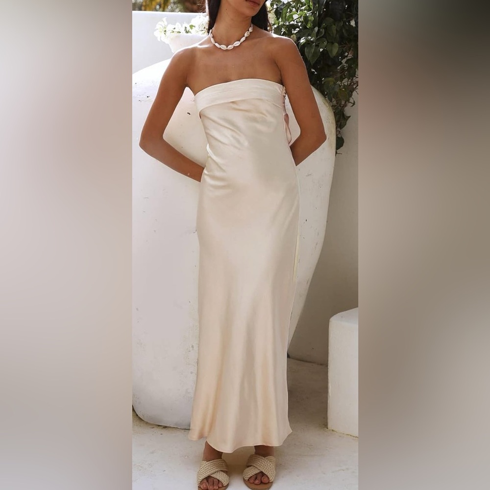 Elegant Cream Satin Dress